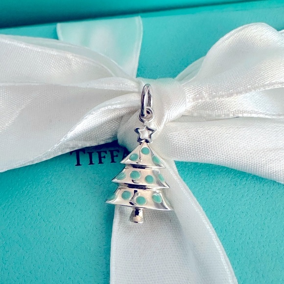 New - never worn Tiffany & Co NEW Christmas Tree Charm SS Blue Enamel - Picture 4 of 8
